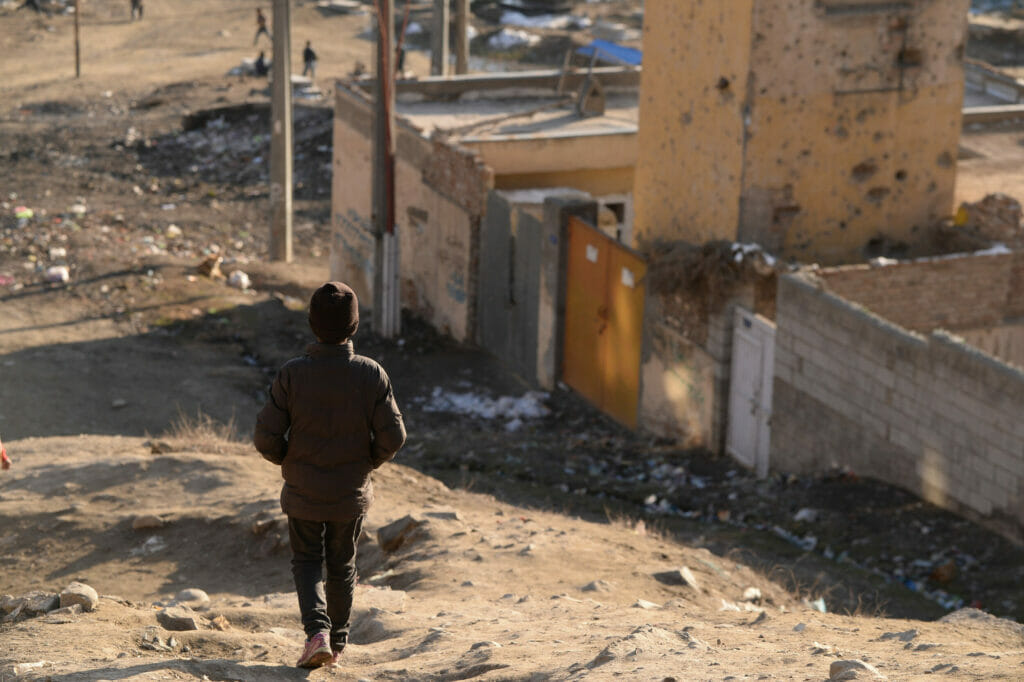 Traces of war are not uncommon in Afghanistan, here in a district of Kabul where mainly Hazaras live.