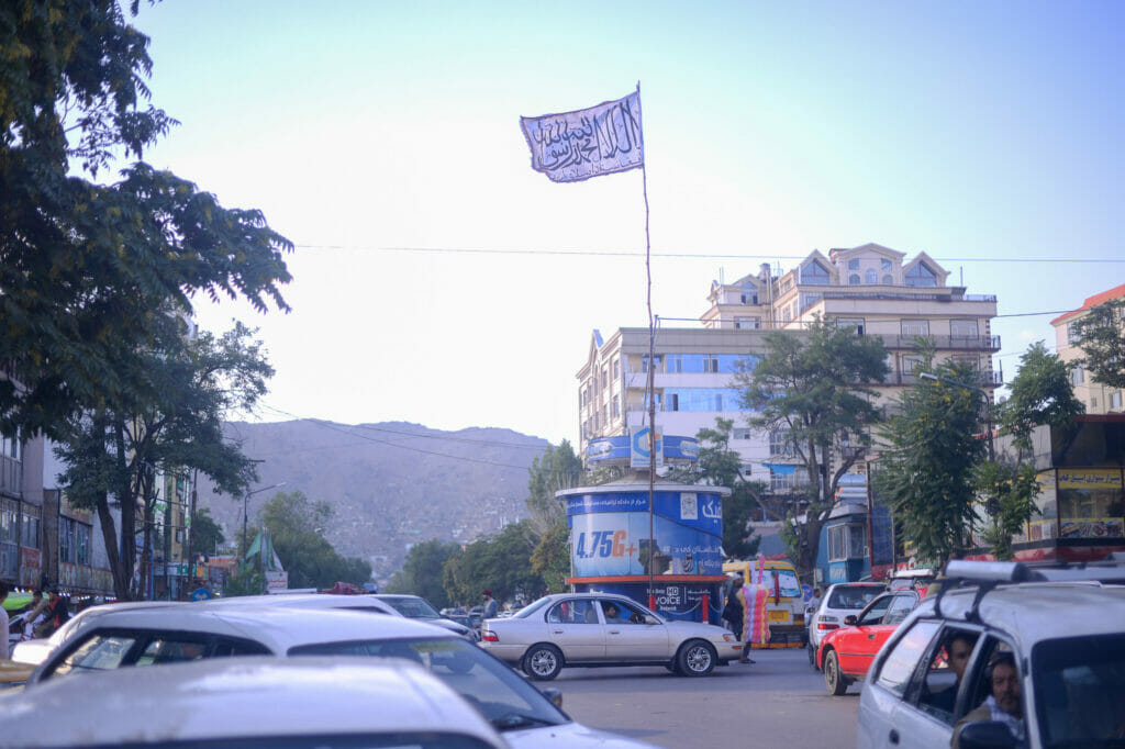 The flag of the "Islamic Emirate of Afghanistan" is waving everywhere.